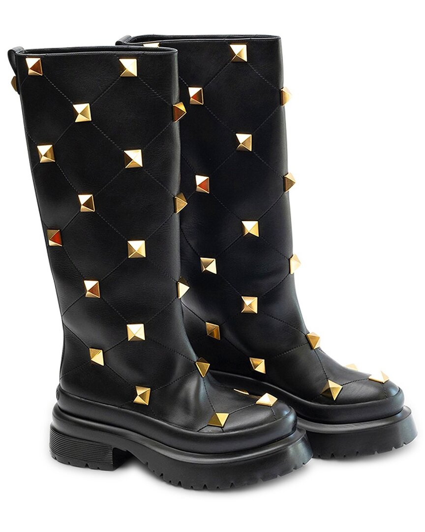 Valentino Garavani Valentino Leather Boot In Black