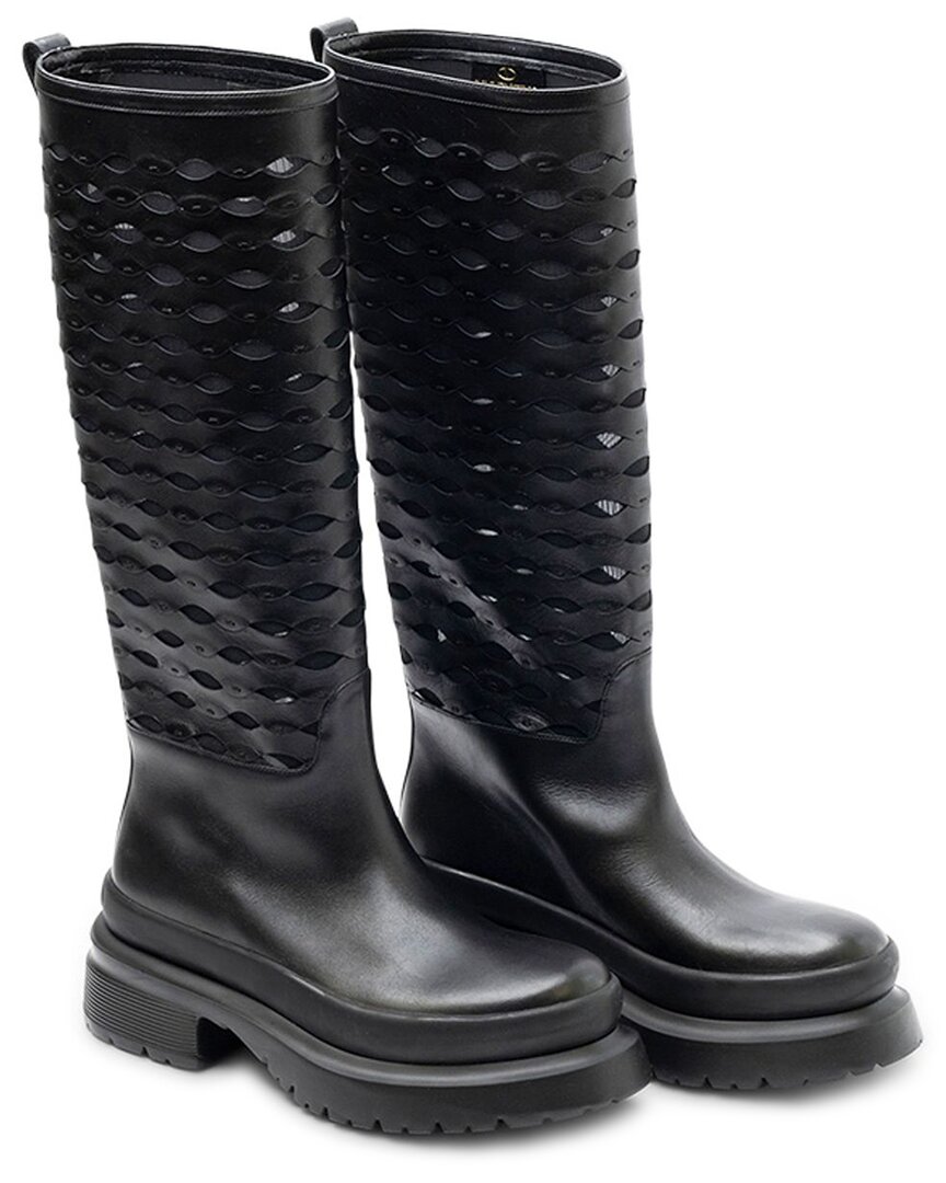 Valentino Garavani Valentino Leather Boot In Black