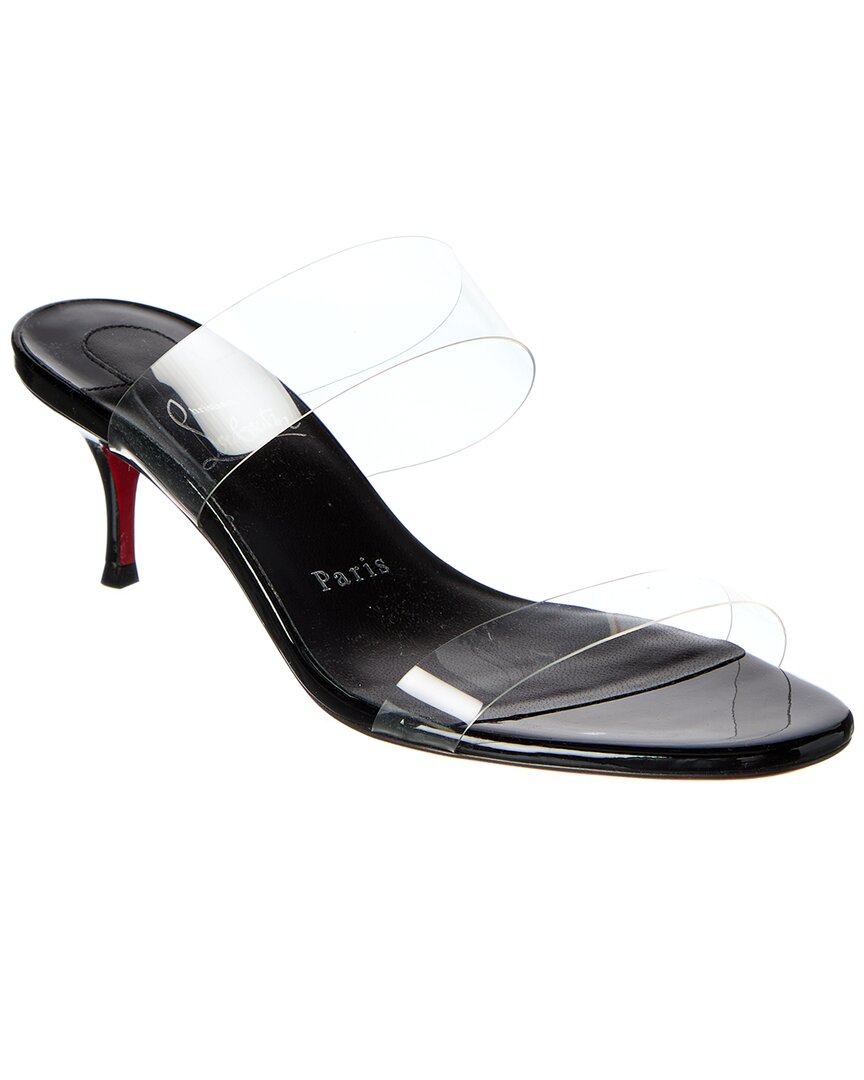 Christian Louboutin Just Nothing Clear Red Sole Slide Sandals In Black