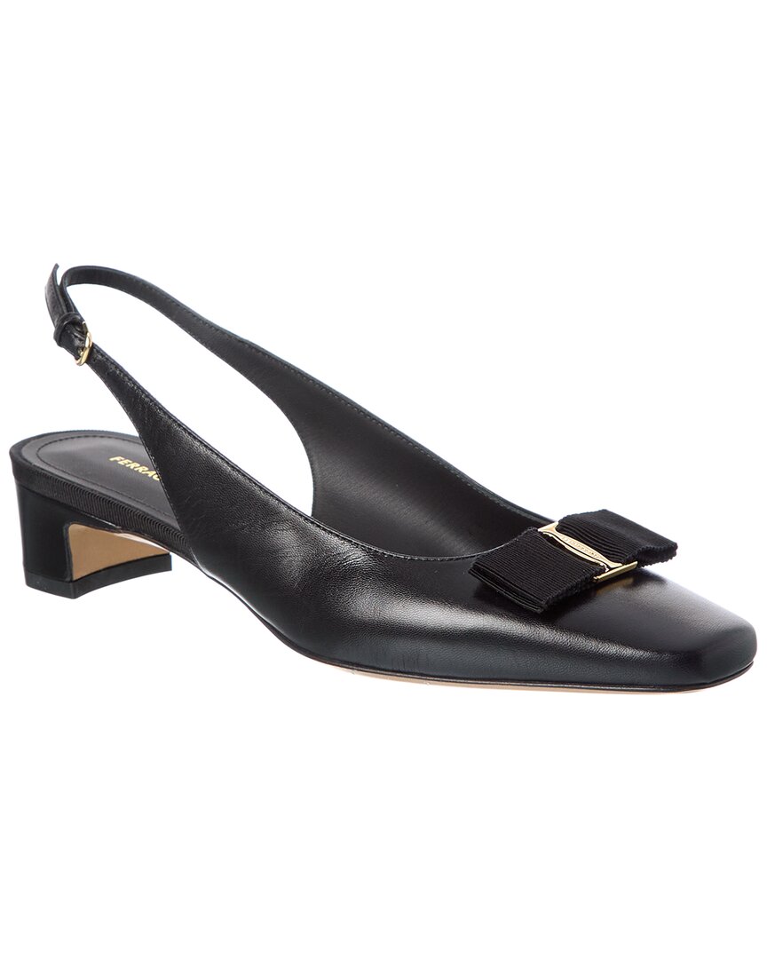 Ferragamo Rivada Patent Slingback Pump In Black