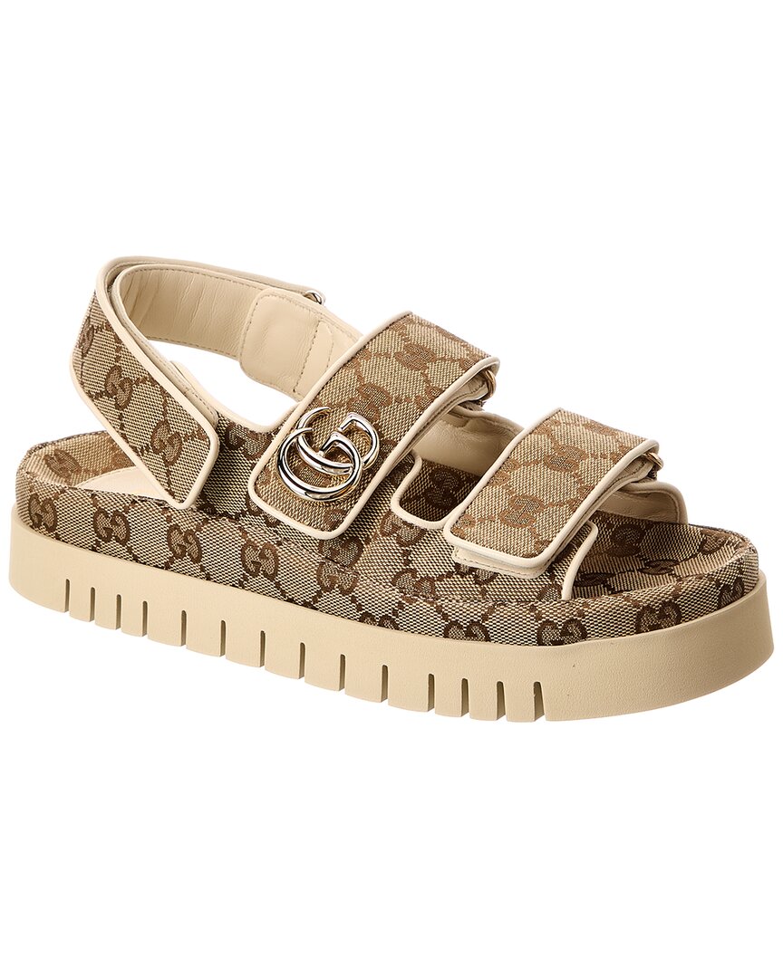 Gucci Beige Gg Canvas Sandals