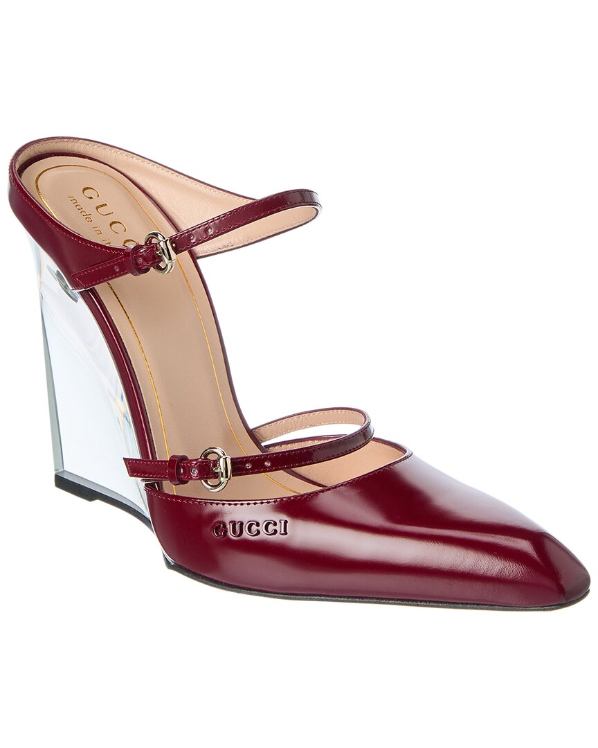 Gucci Pointed Toe Transparent Heel Wedge Pumps