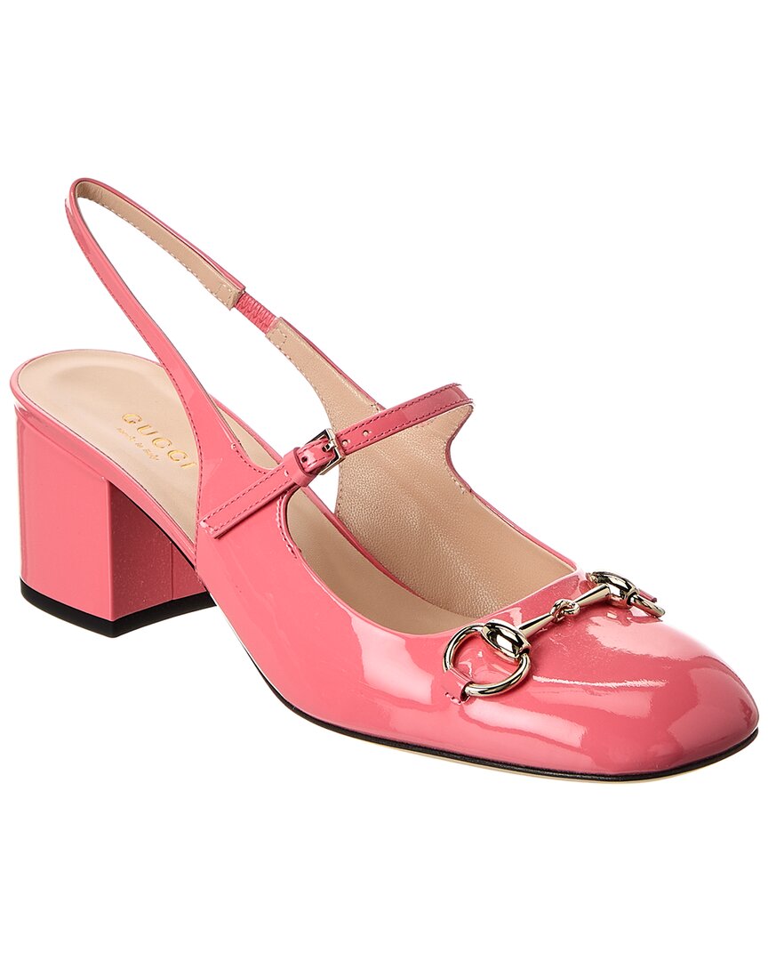 Gucci Horsebit Patent Slingback Pump In Pink