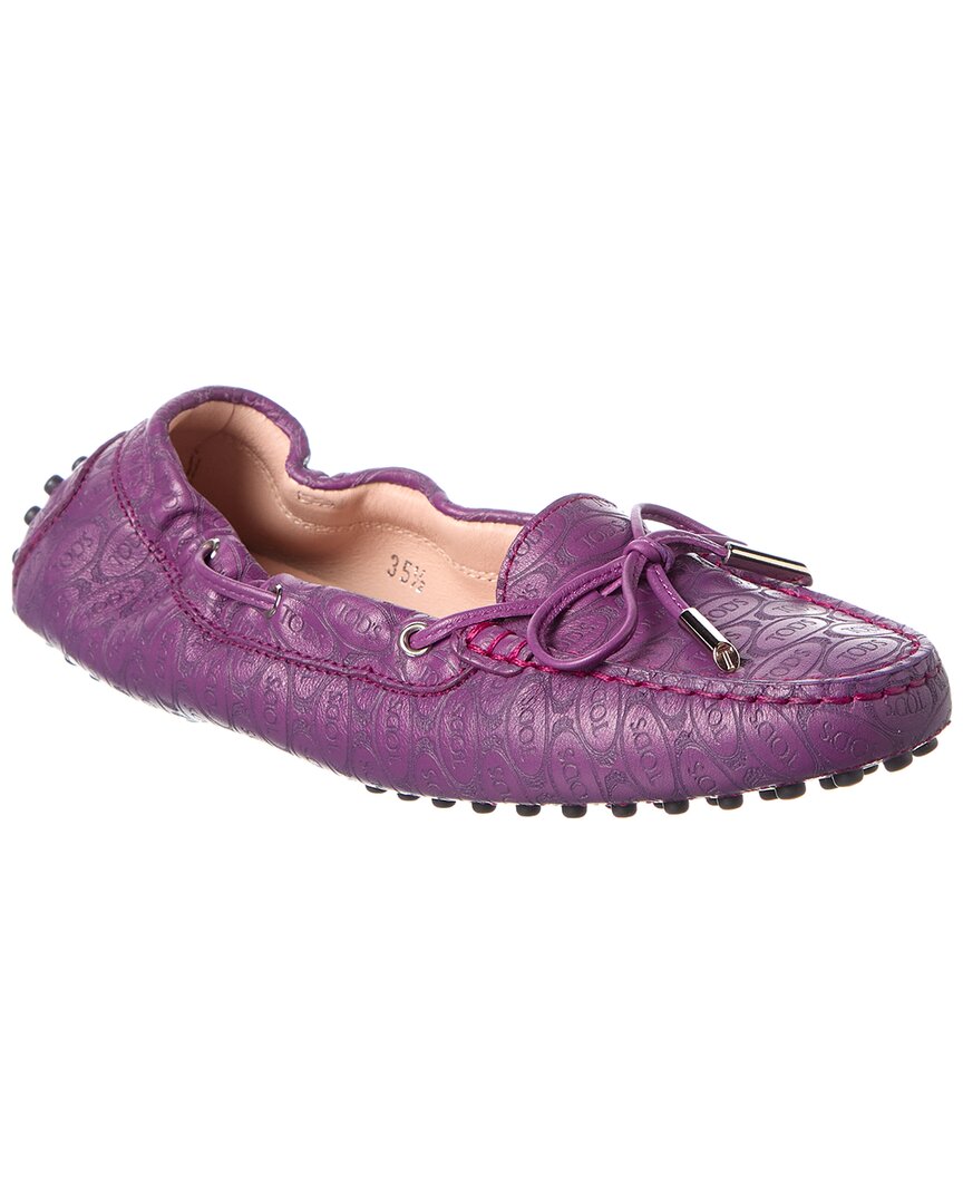 Tod's Leather Loafer In Purple