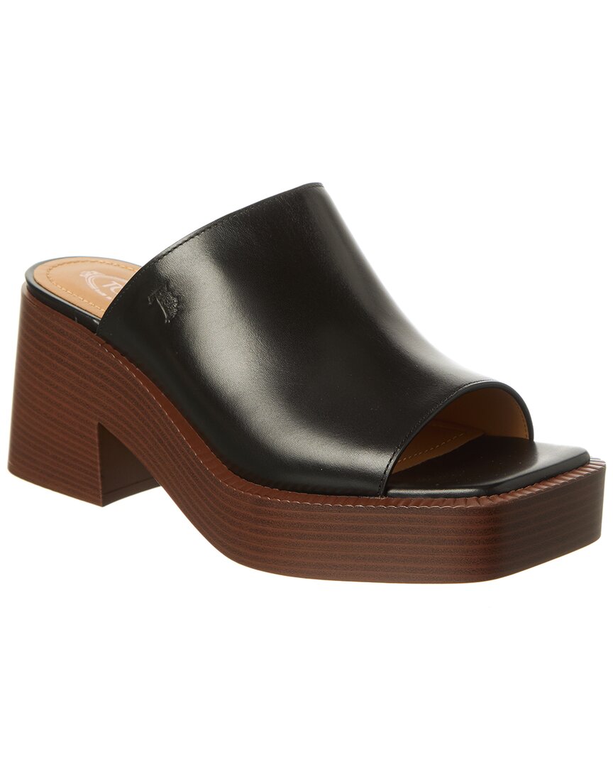 Tod's Gomma Leather Platform Sandal In Black