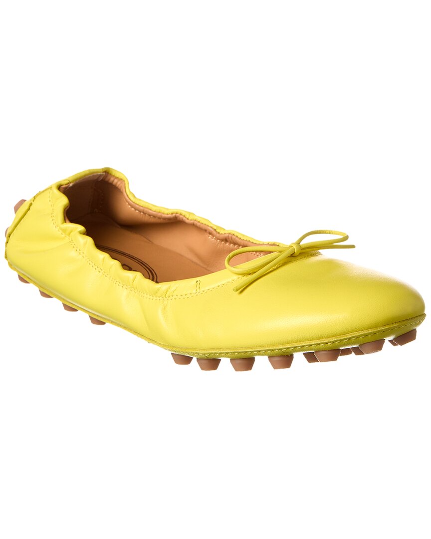 Tod's Tods Bubble Leather Ballerina Flat In Sand