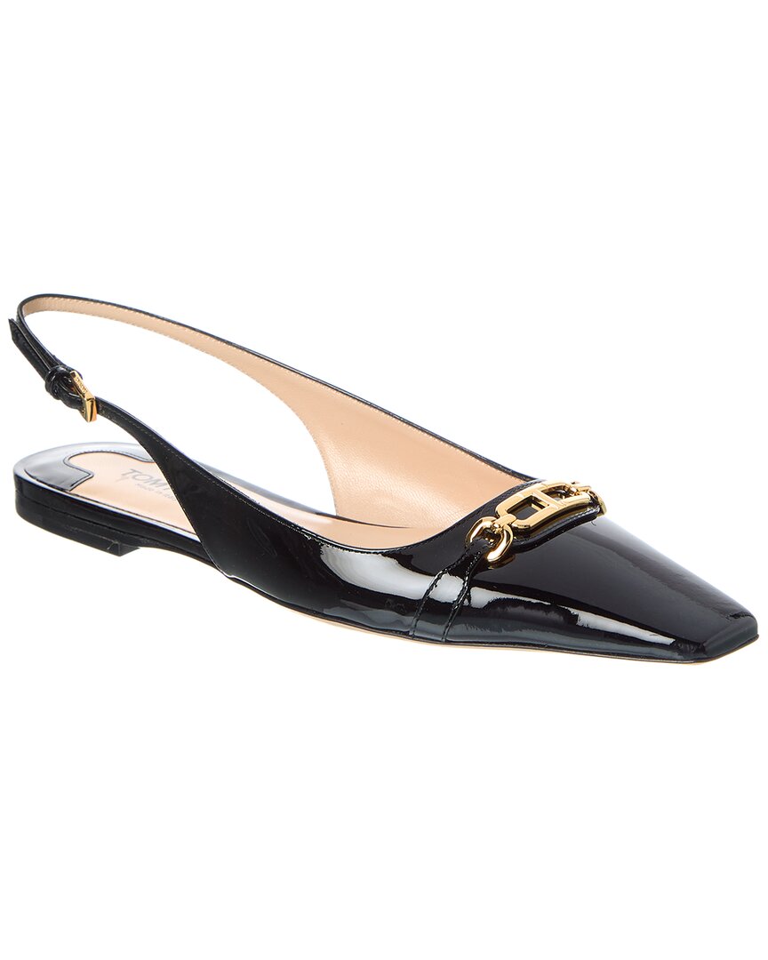 Tom Ford Whitny Patent Slingback Ballerina Flat In Black