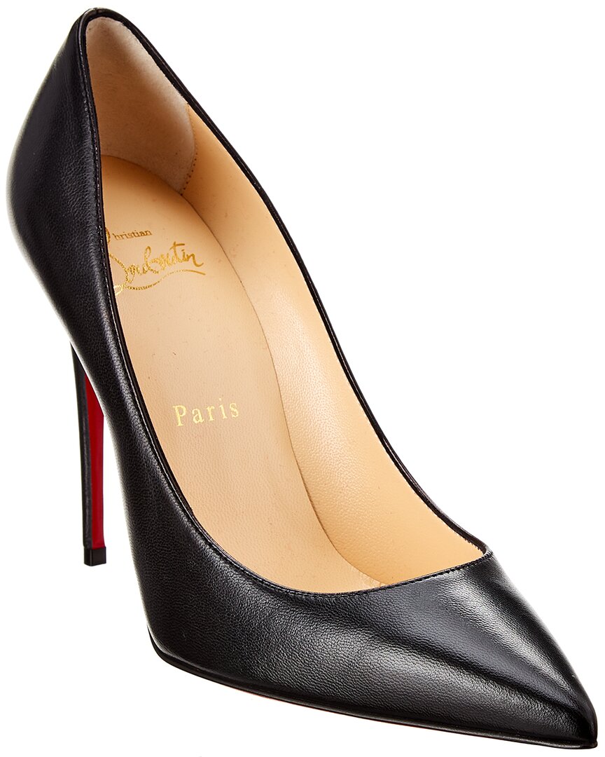 Christian Louboutin Apostrophy Leather Pointed Red-sole Pumps In Black