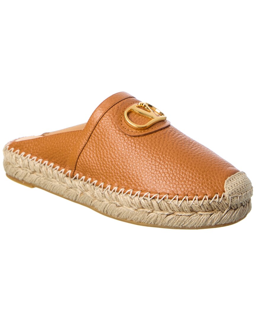 Valentino Round Toe Espadrille Sole Mule In Brown