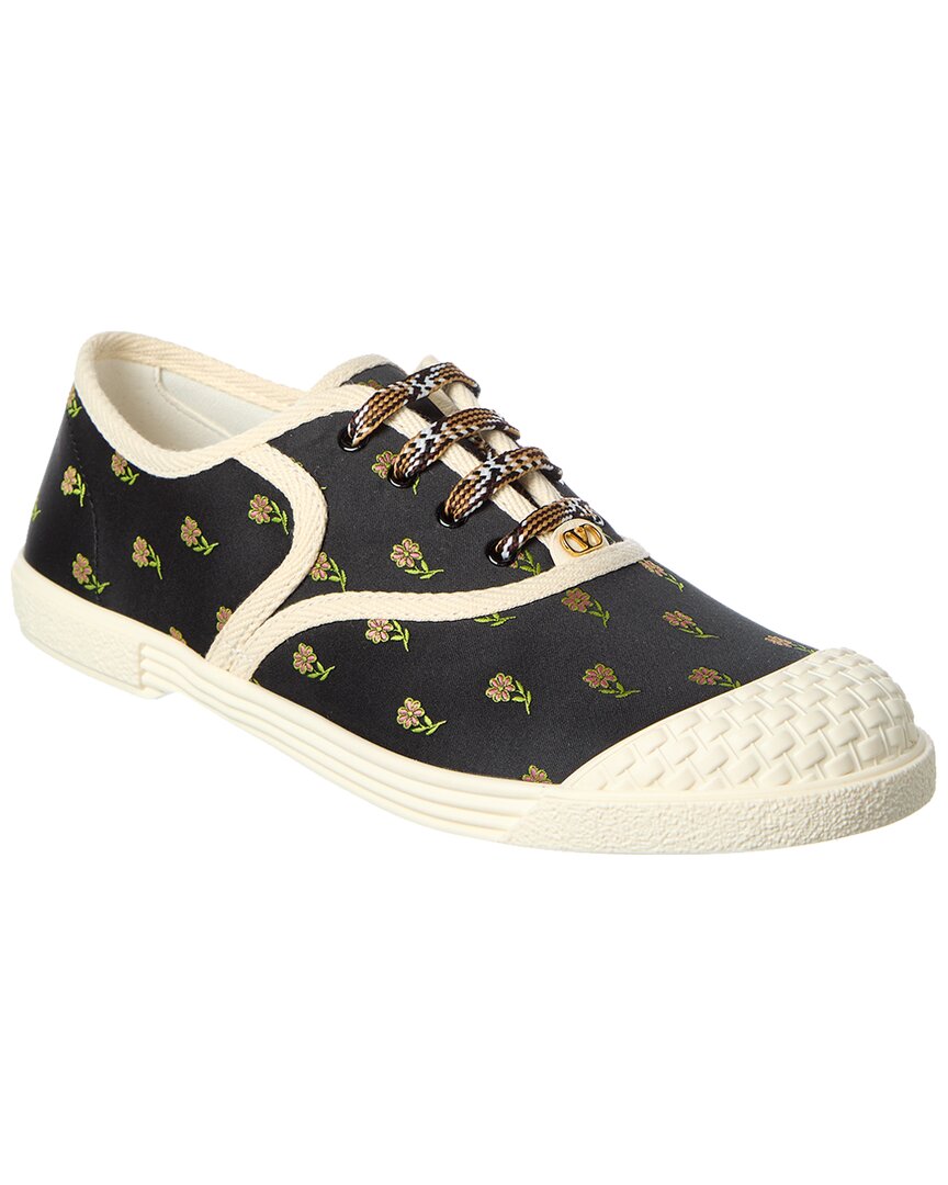 Valentino Gold Bay By Bay Floral Canvas Sneaker