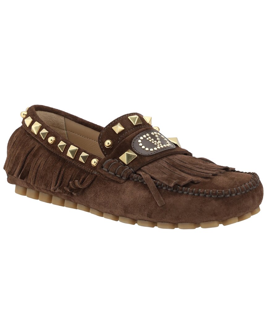 Valentino Mocassini Leather Driver In Brown