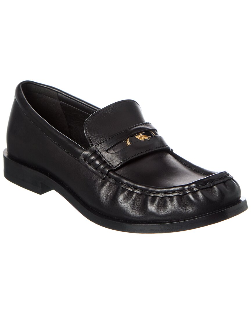 Burberry Round Toe Loafers With Durable Rubber Sole In Black