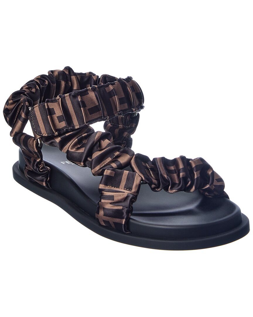 Fendi Women Feel Sandals In Elastic Satin With Ff Motif In Multi