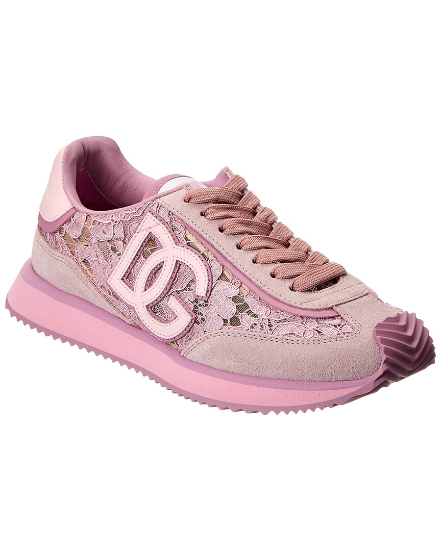 Dolce & Gabbana Dg Cushion Sneakers In Lace And Calfskin