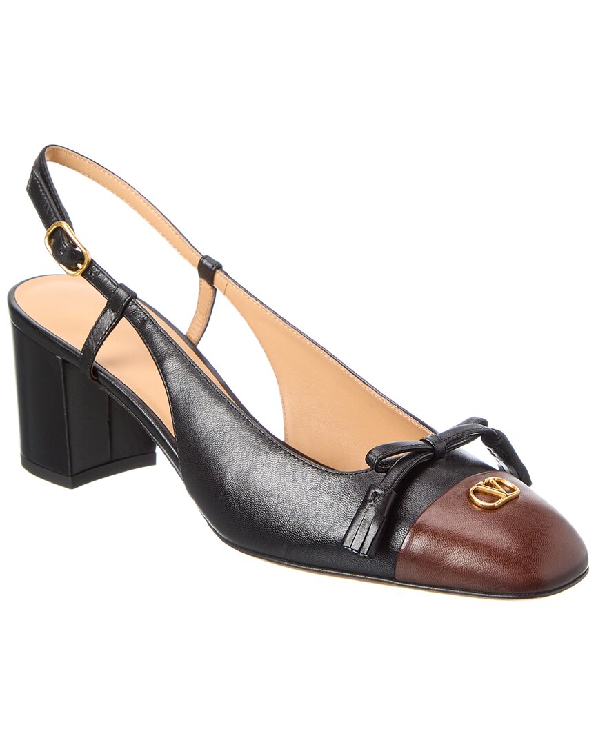 Valentino Bow 60 Leather Slingback Pump In Black