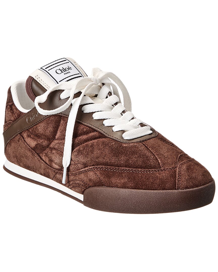 Chloé Kick Leather-trimmed Quilted Suede Sneakers In Brown