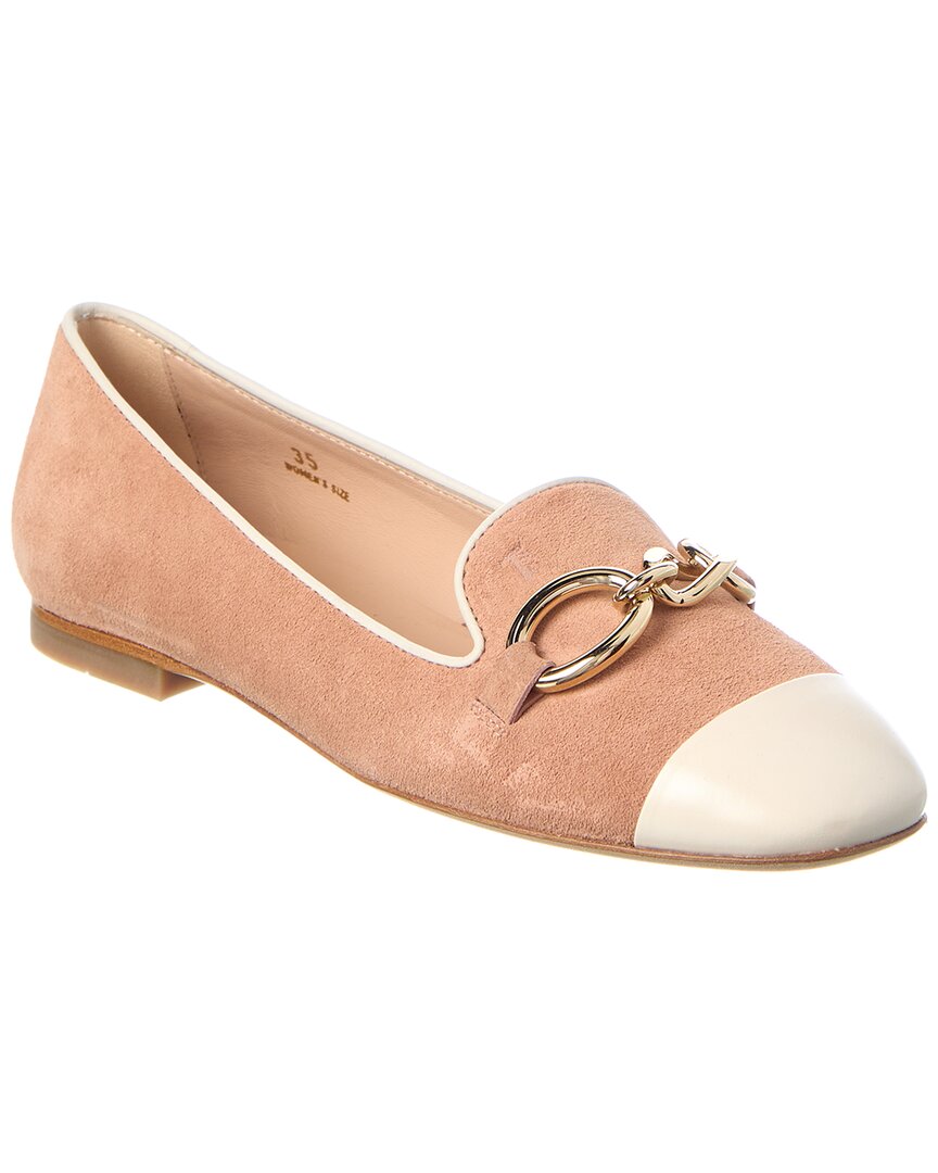 Tod's Suede & Leather Flat In Pink