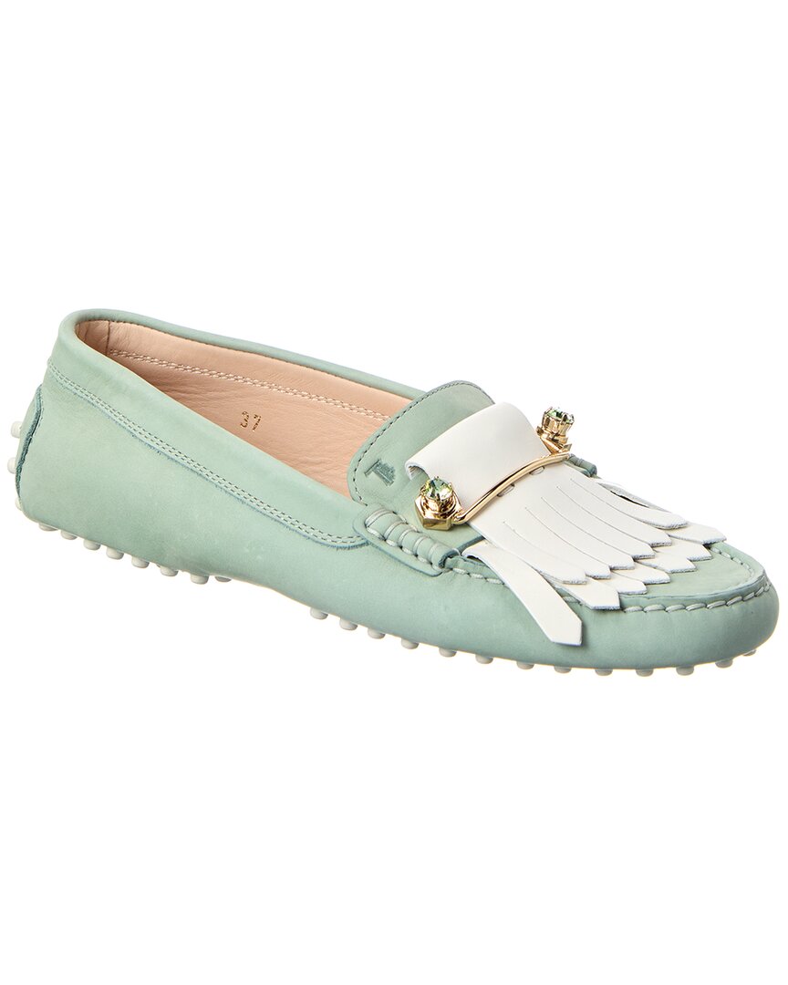 Tod's Leather Loafer In Green