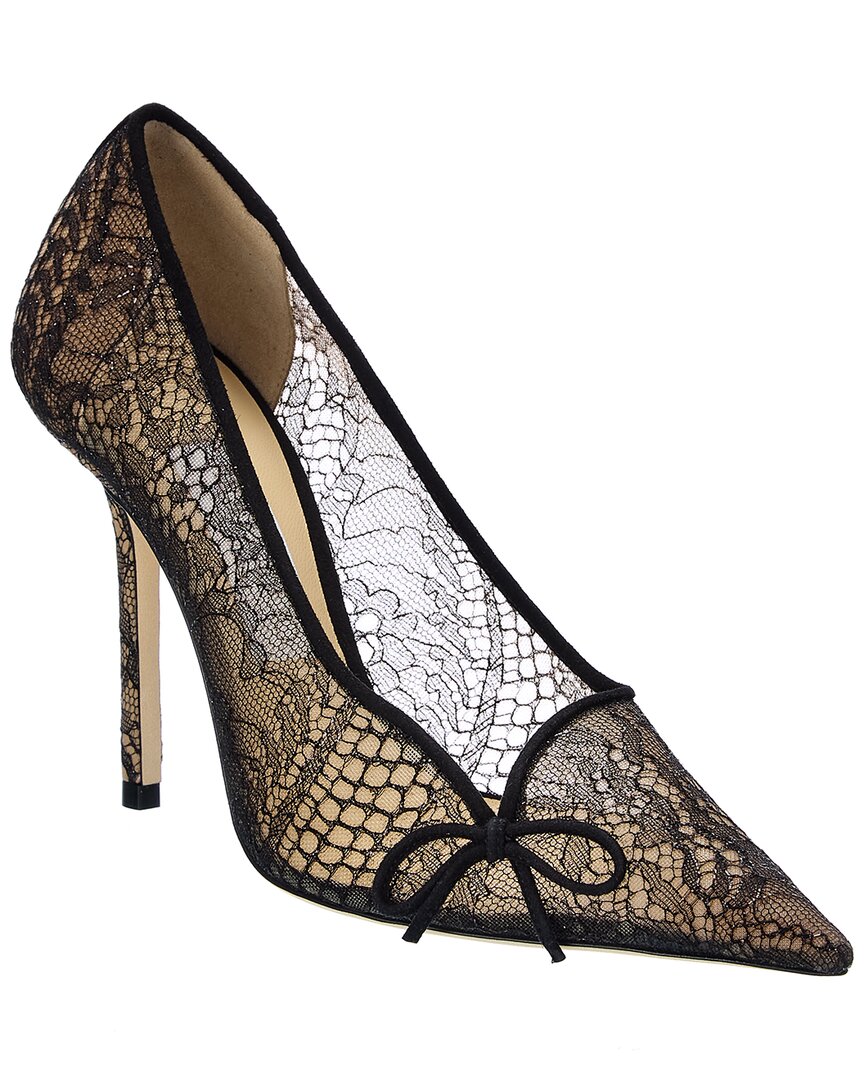 JIMMY CHOO CIBELLE 100 LACE & SUEDE PUMP