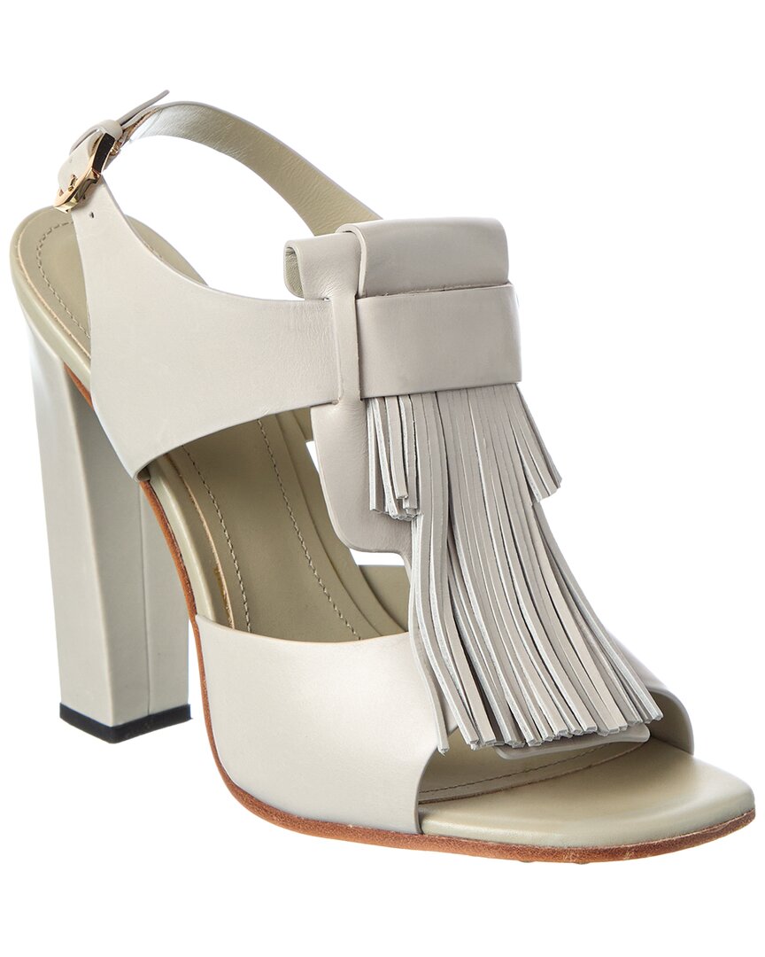 Tod's Leather Sandal In Gray