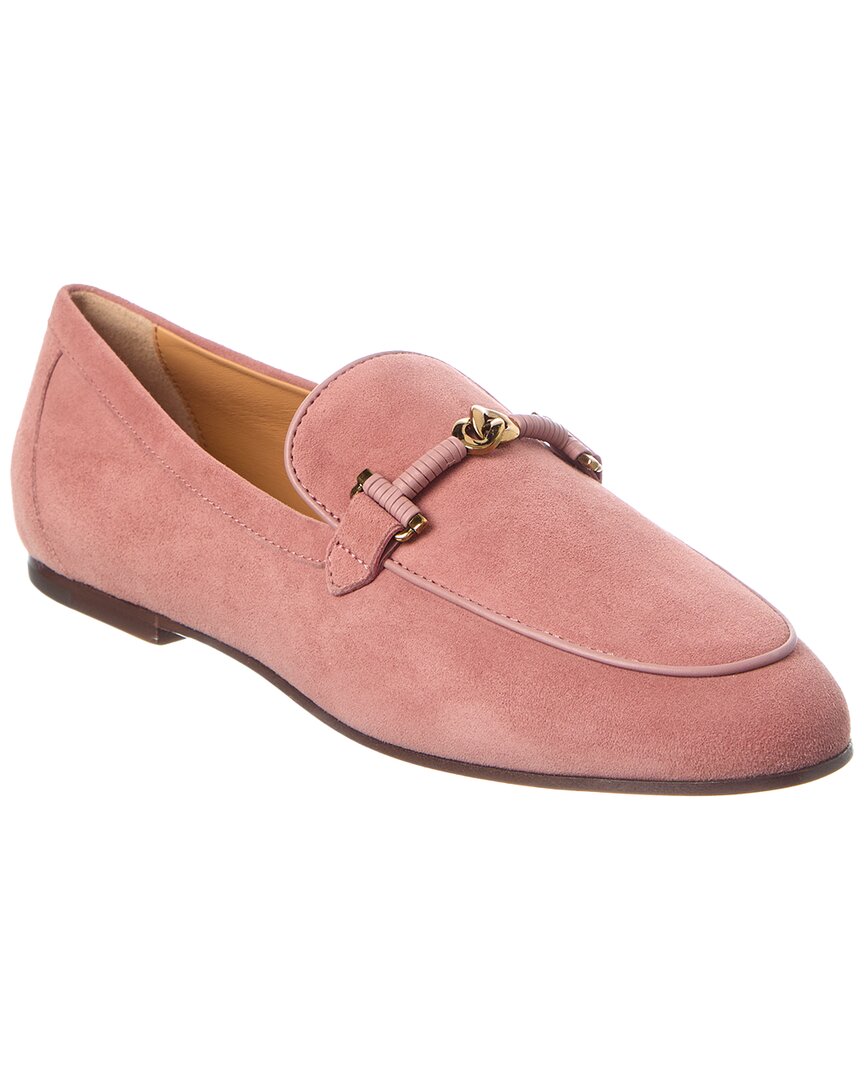 Tod's Suede Loafer In Pink