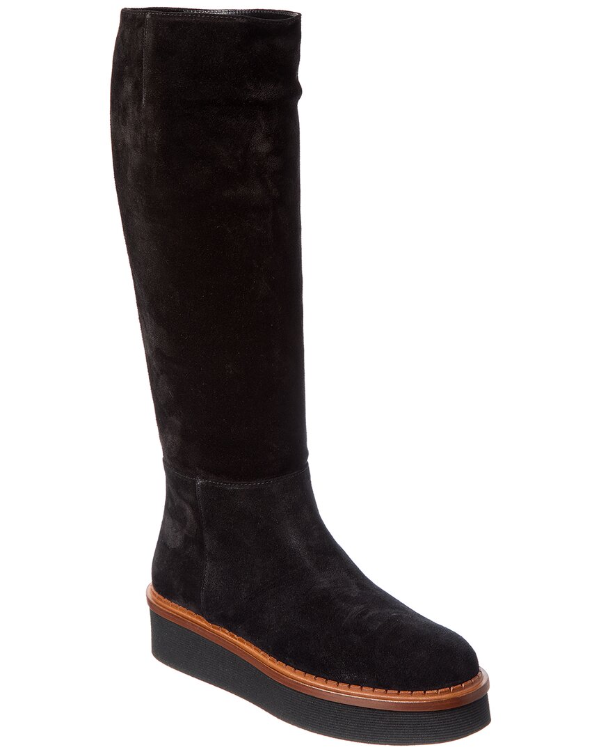 Tod's Suede Knee-high Platform Boot In Black