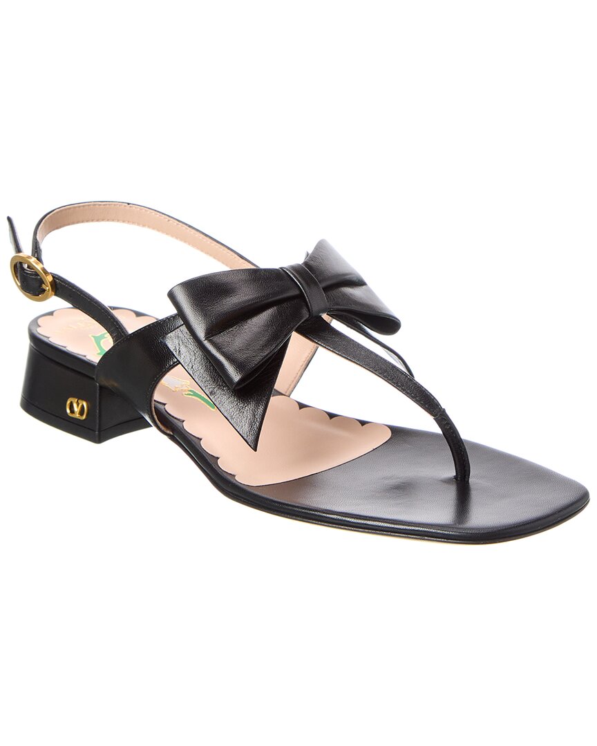 Valentino Garavani Valentino Bow 25 Leather Sandal In Black
