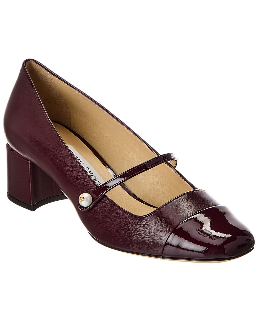Jimmy Choo Elisa 45 Leather & Patent Pump In Red