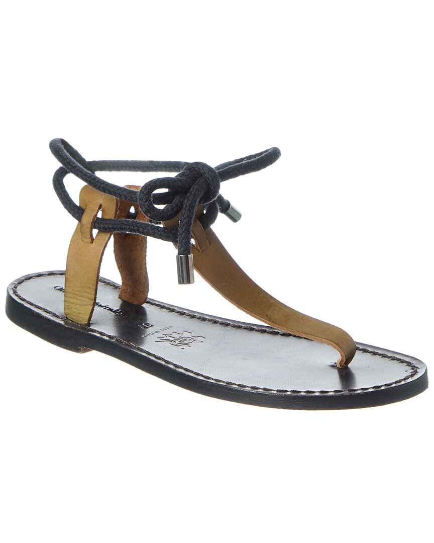 Officine Generale Clarie Leather & Rope Sandal In Black