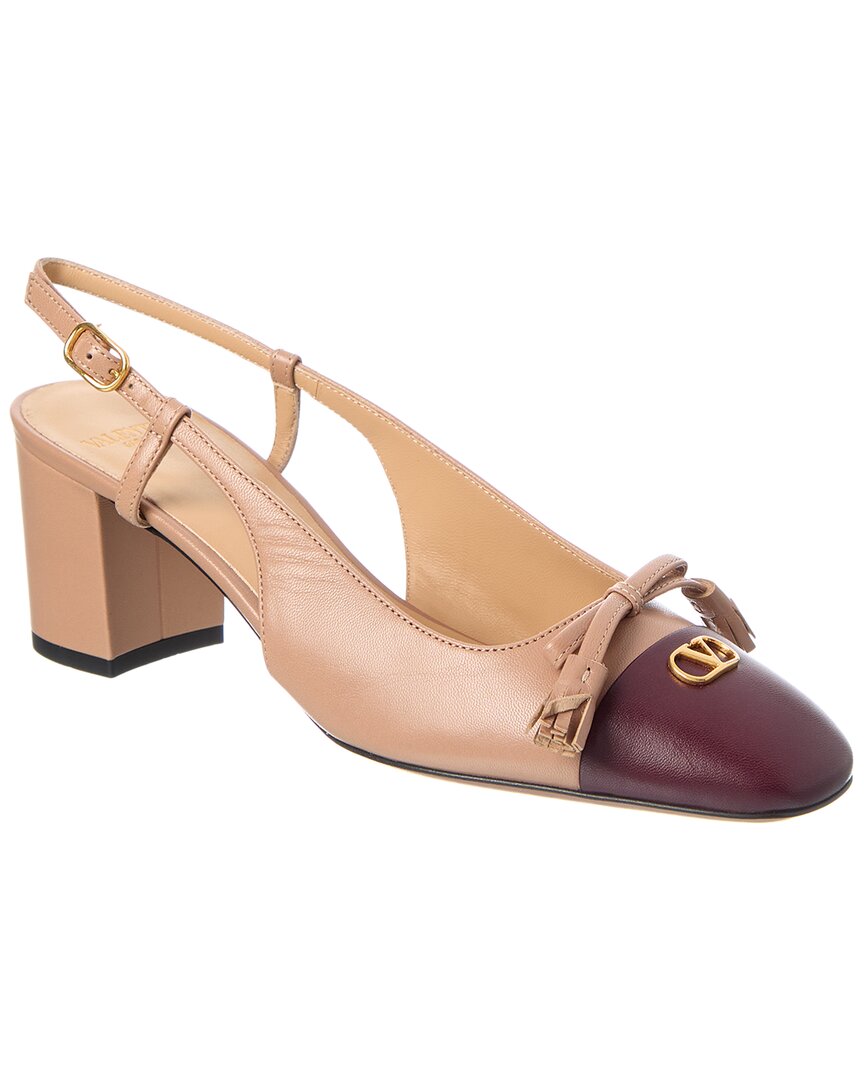 Valentino Valet Du Roi Leather Slingback Ballerina Flat In Nude