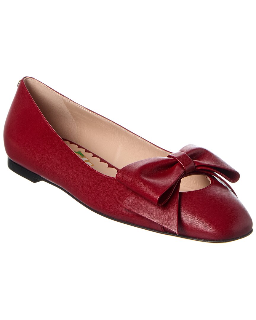Valentino Bowow Leather Ballet Flat In Red