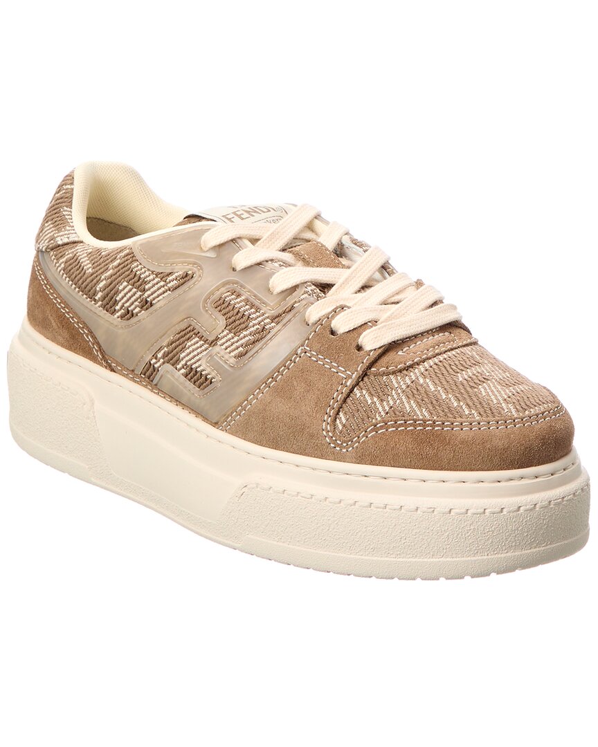 FENDI FENDI MATCH FF JACQUARD & SUEDE PLATFORM SNEAKER
