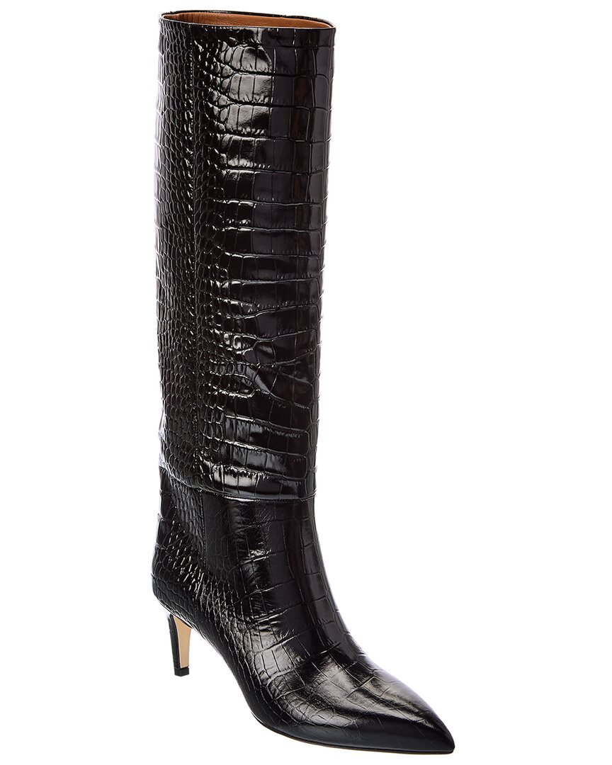 paris texas stiletto croc-embossed leather knee-high boot