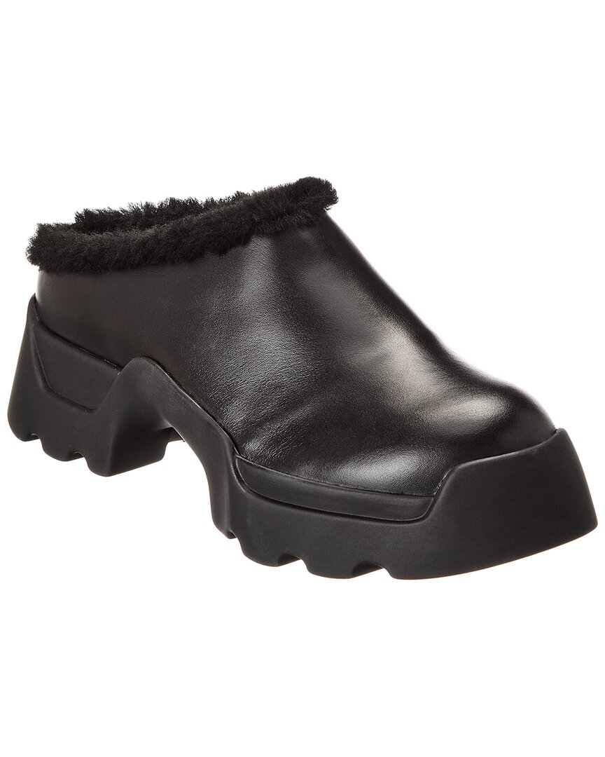 Proenza Schouler Dnu Pack  Stomp Leather & Shearling Mule In Black