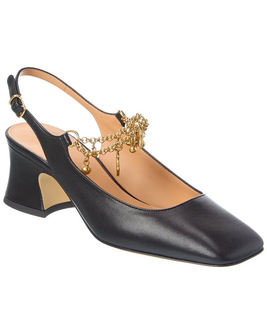 Chloé Charms 55 Chain-embellished Leather Pumps In Black