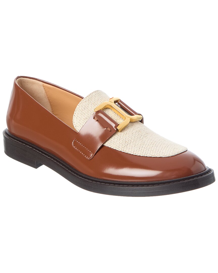 Chloé Marcie Canvas & Leather Loafer In Brown
