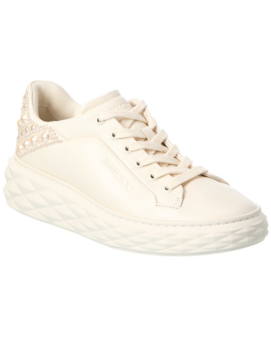 Jimmy Choo Diamond Maxi/f Ii Leather Sneaker In White