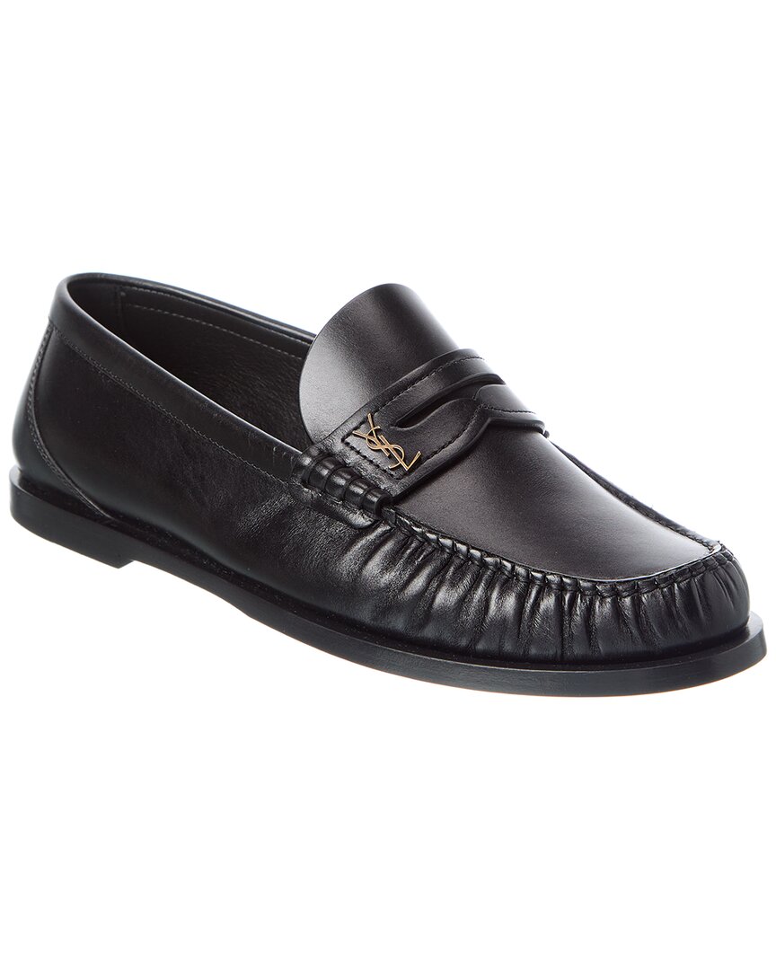 Saint Laurent Cassandre Leather Loafer In Black