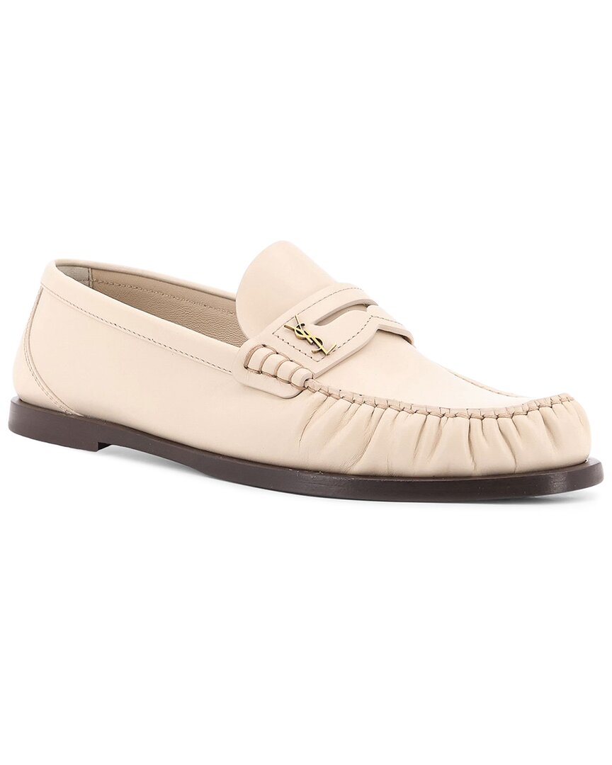 Saint Laurent Laurent 05 Leather Loafers In Neutral