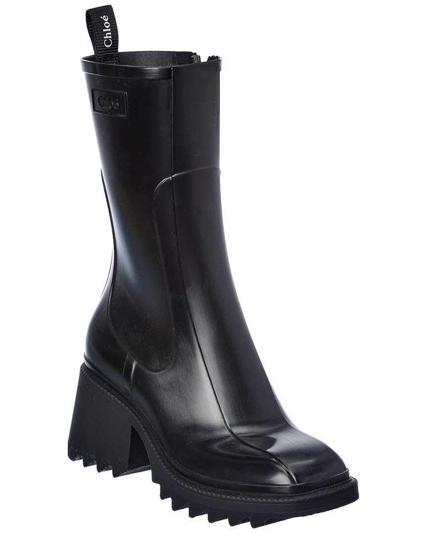Chloé Back Loop Square Toe Boots With 50mm Heel In Black