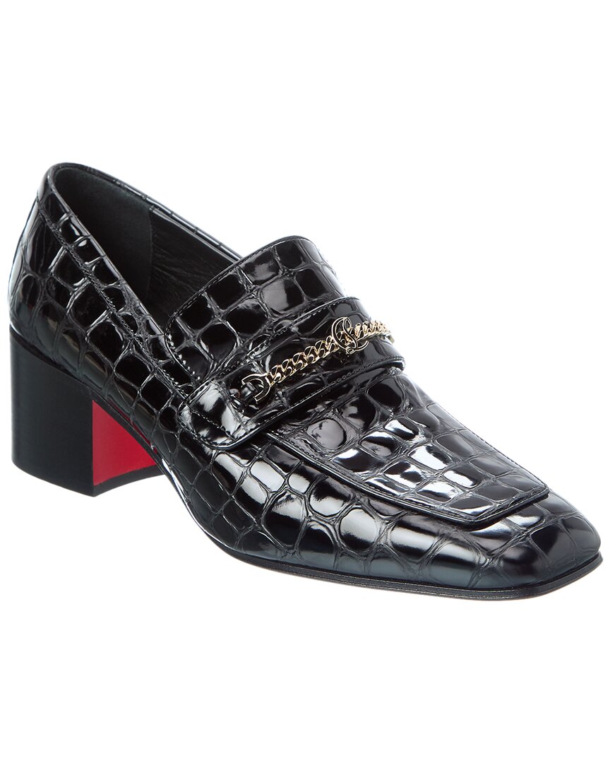 Christian Louboutin Mj Moc 50 Alligator-embossed Leather Loafer In Black