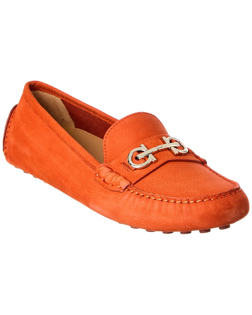 Ferragamo Odilia Suede Loafer In Orange