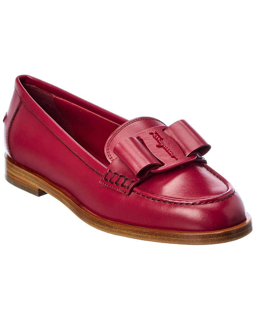 Ferragamo Viva Leather Loafer In Red