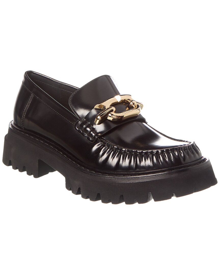 Ferragamo Ingrid Leather Loafers In Black