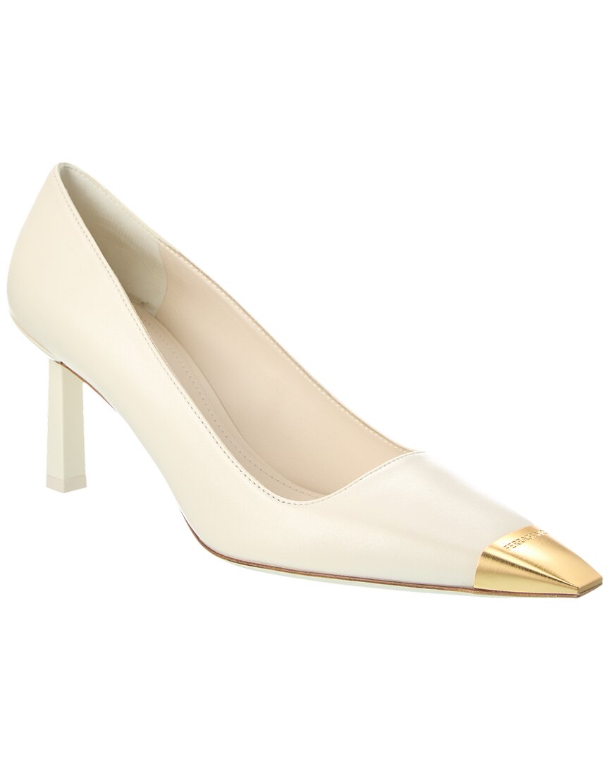 Ferragamo Amber Leather Pump In White