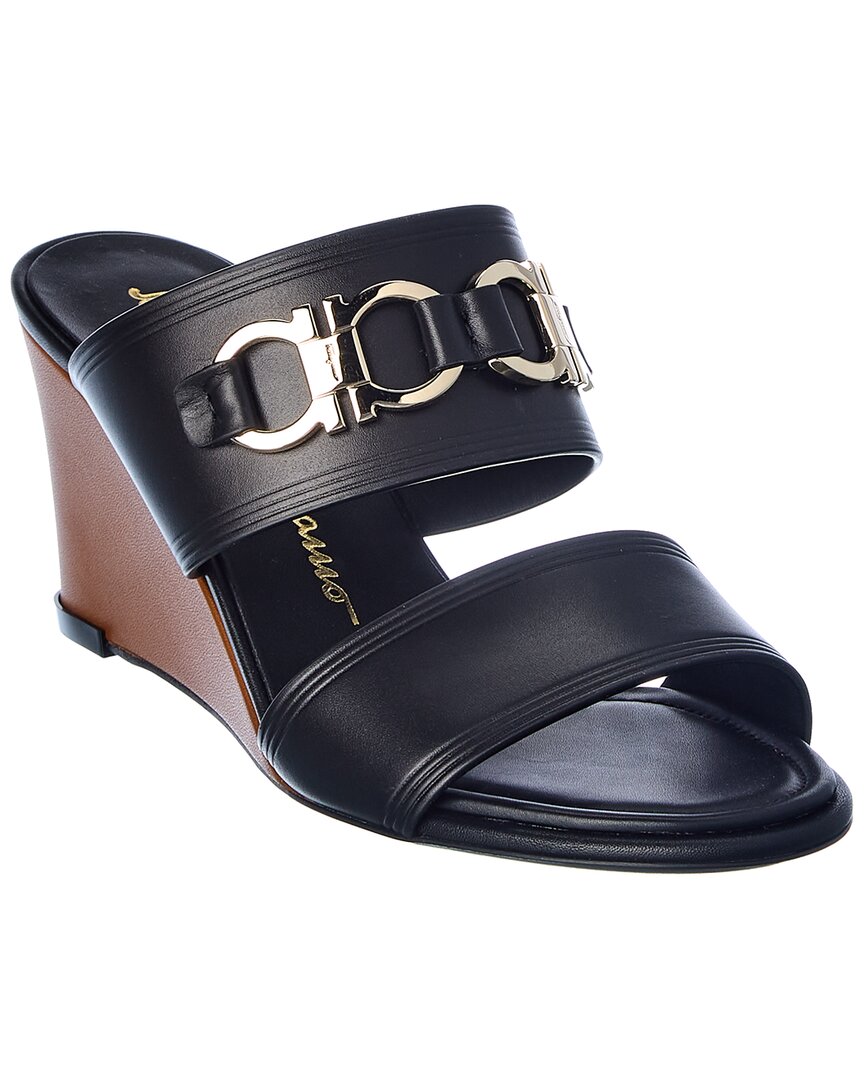 Ferragamo Horsebit-detail Open Toe Sandals In Black