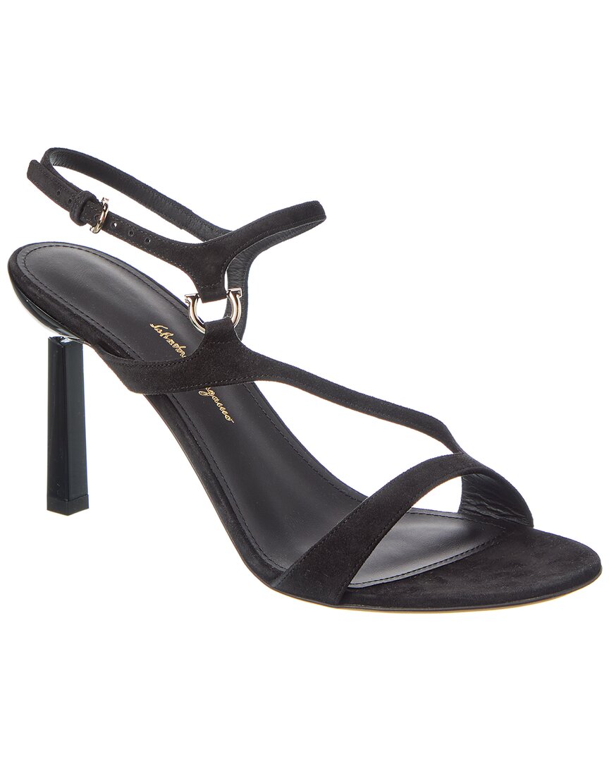 Ferragamo Jille Suede Sandal In Black