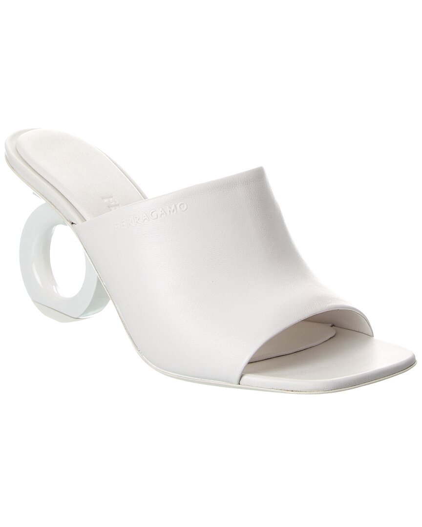 Ferragamo Astro X5 Leather Sandal In White