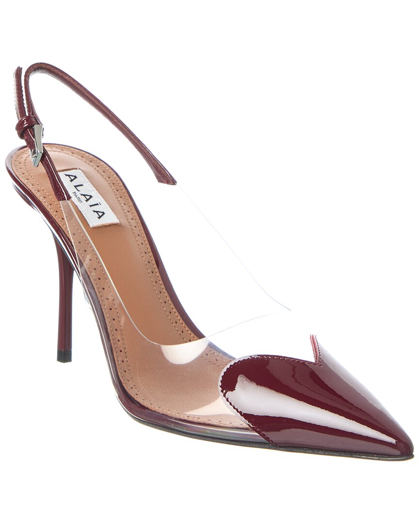 Alaïa Coeur 55 Dark Red Patent Slingbacks In Red