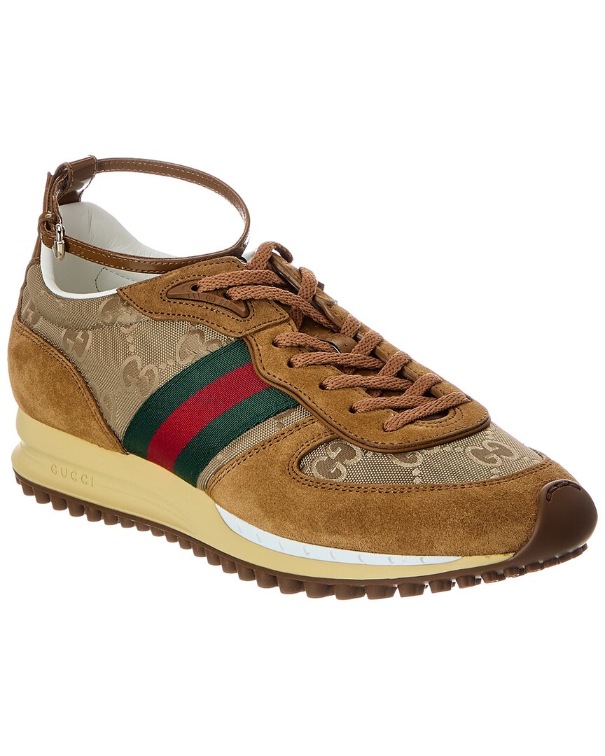 Gucci Women Re-motion Suede Low-top Sneakers In Brown